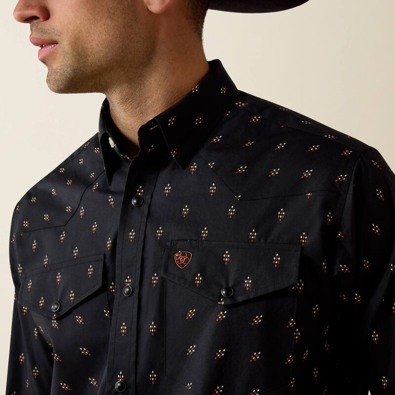 Ariat Men's Piety Classic Fit Snap Shirt - Black Geo Print