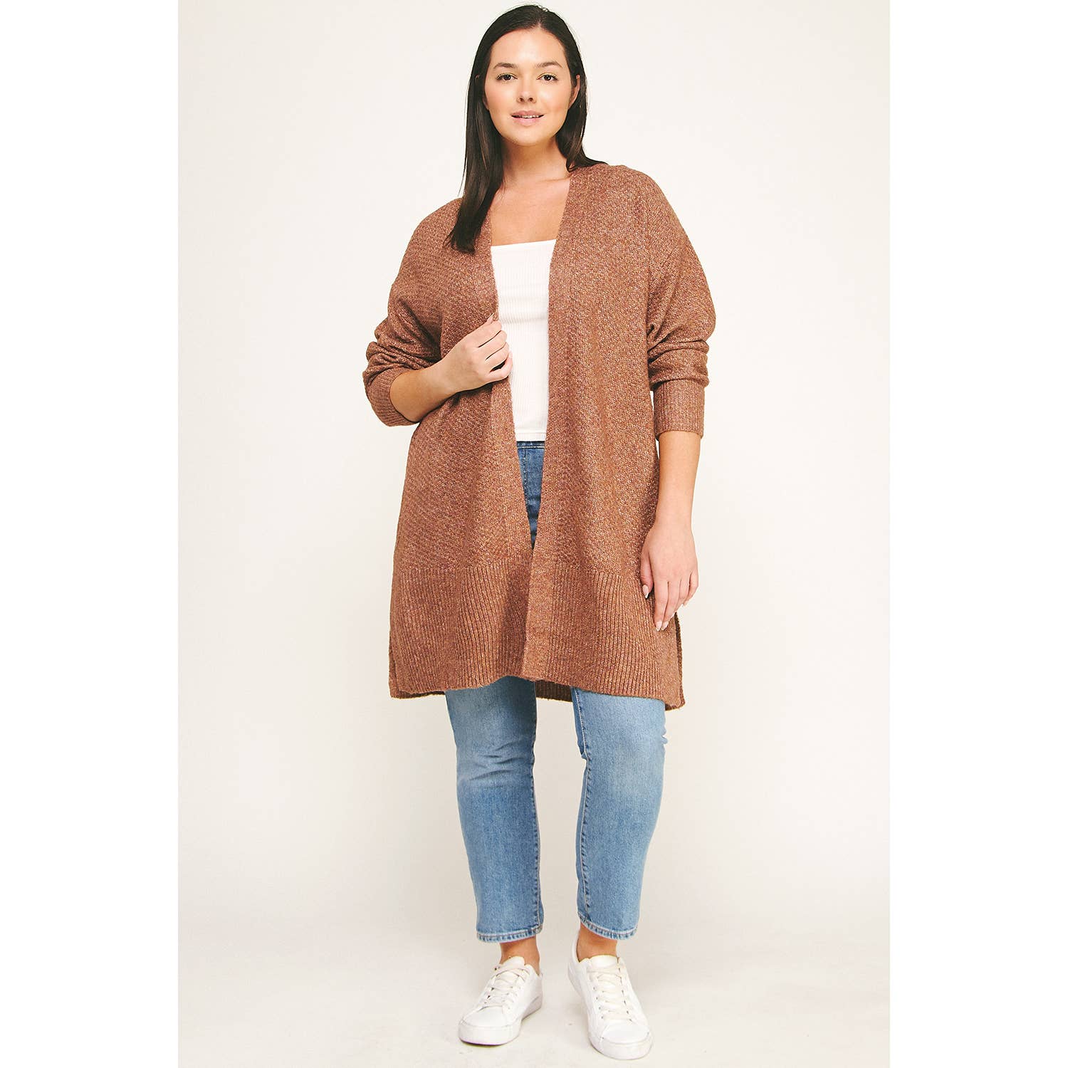 Winslow Collection Plus Size Cozy Confidence Long Cardigan - Brown