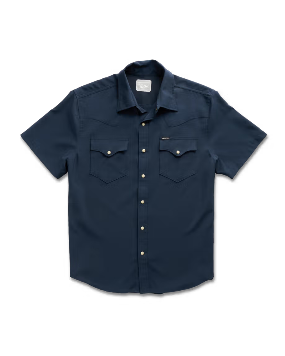 Tecovas Men's Performance Western Pearl Snap SS - Navy