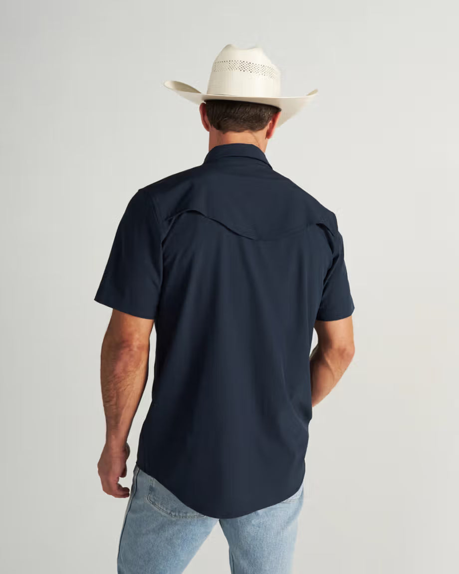 Tecovas Men's Performance Western Pearl Snap SS - Navy