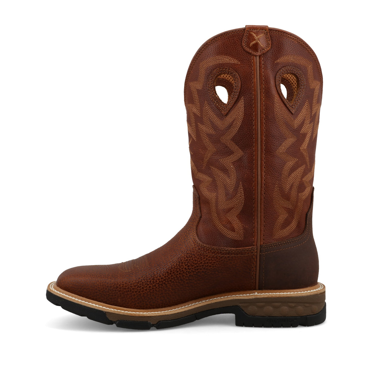 Twisted X Men's 12" Western Work Boot - Rust Brown & Saddle
