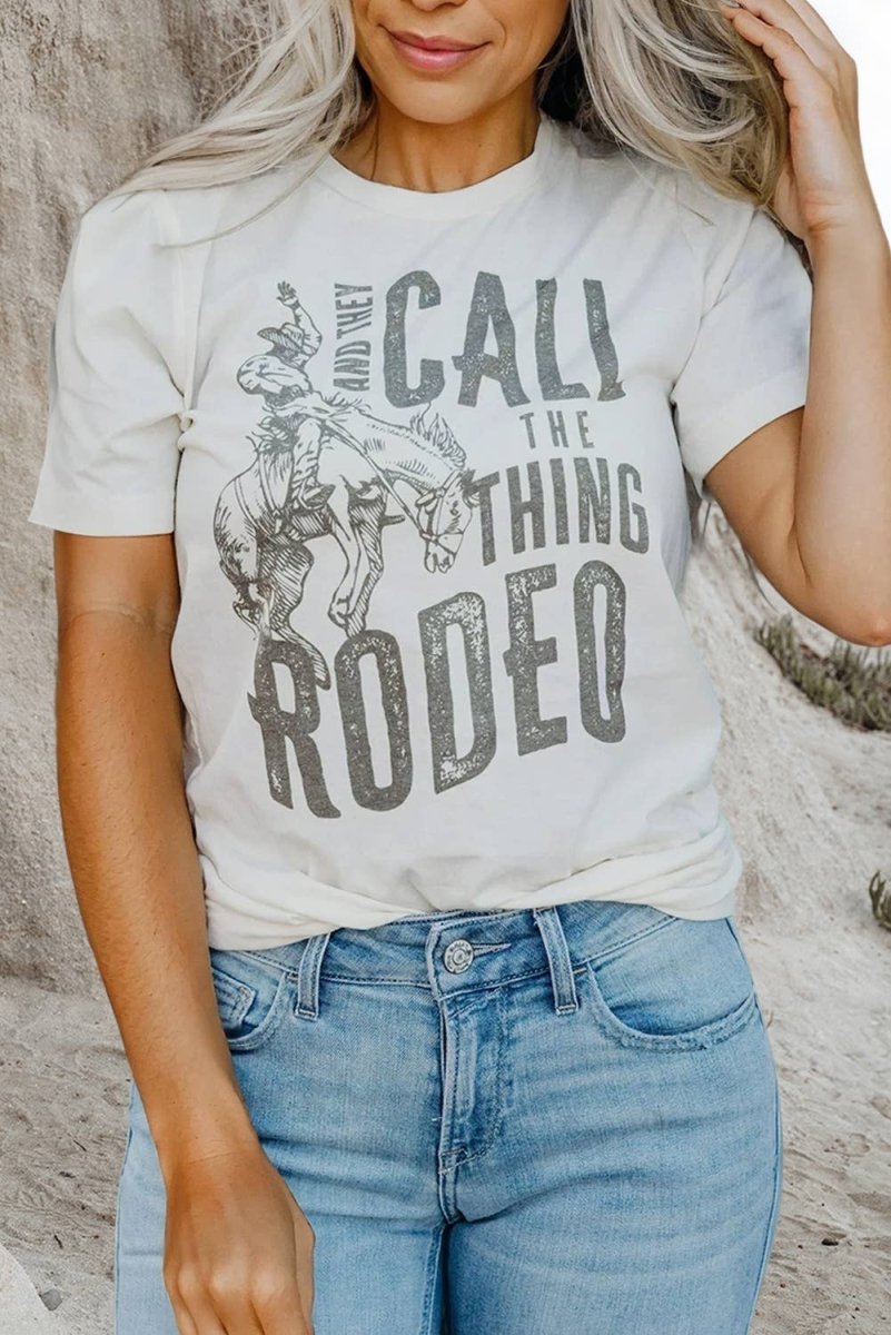 "And They Call the Thing Rodeo" Graphic Tee - APLA25229460-1-S