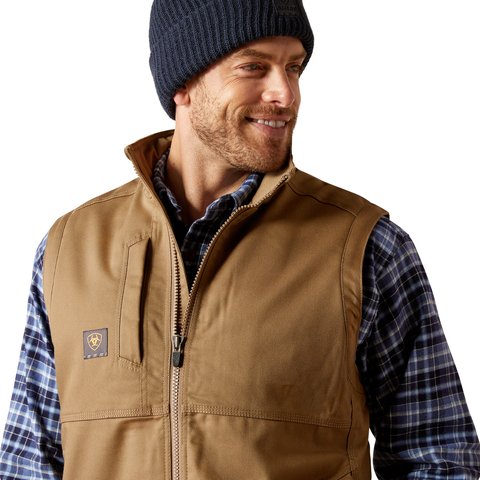 Ariat Men's Rebar Field Khaki DuraCanvas Vest - 10047848 - XS
