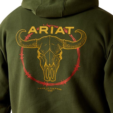 Ariat Men's Dark Green Barbwire Skull Hoodie - 10052461 - S