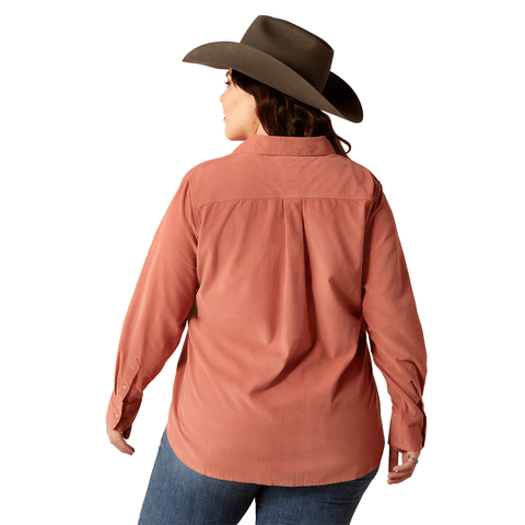 Ariat Women's Billie Jean Corded Light Mahogany Long Sleeve Shirt - 10053971 - XS