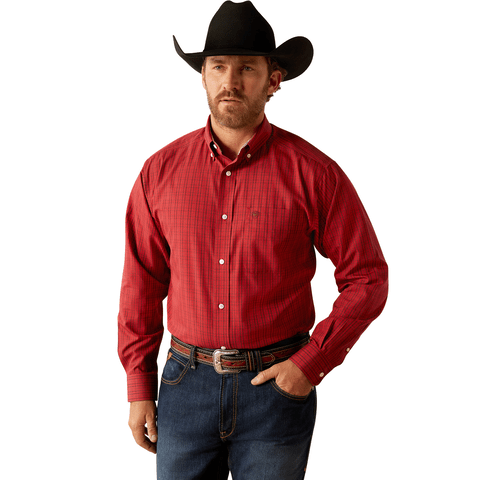 Ariat Men's Wrinkle Free Ian Classic Fit Red Long Sleeve Shirt - 10054050 - XS
