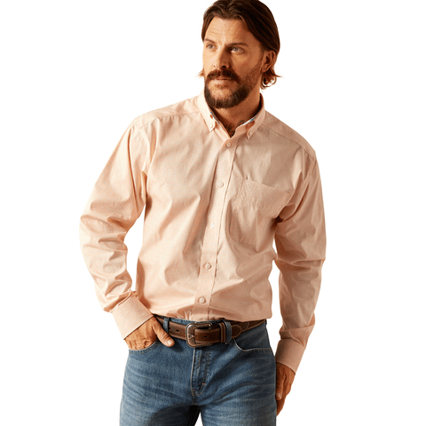 Ariat Men's Pink Wrinkle Free Ashton Classic Fit Long Sleeve Shirt - 10054688 - XS