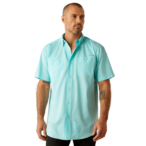 Ariat Men's Blue Radiance 360 Airflow Classic Fit Short Sleeve Shirt - 10054883 - XS