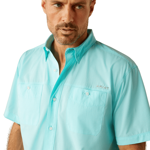 Ariat Men's Blue Radiance 360 Airflow Classic Fit Short Sleeve Shirt - 10054883 - XS
