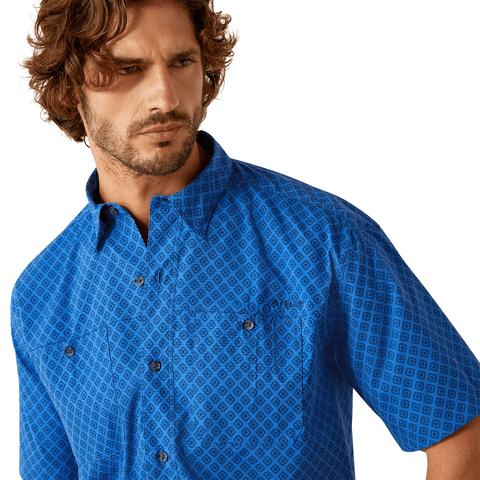Ariat Men's Olympian Blue 360 Airflow Classic Fit Short Sleeve Shirt - 10054964 - XS