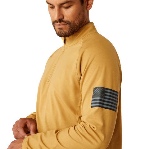 Ariat Men's FR Combat Stretch Patriot 1/4 Zip Bistro Work Shirt - 10055075 - S