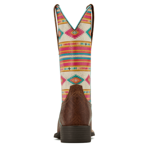 Ariat Women's 11" Tan Southwest Round Up StretchFit Wide Square Toe Western Boot - 10061221 - 5.5B