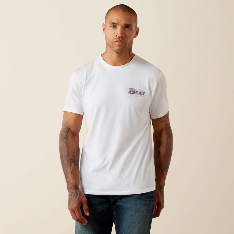 Ariat Men's Ariat Freedom Flow T-Shirt - White - 10080253-S