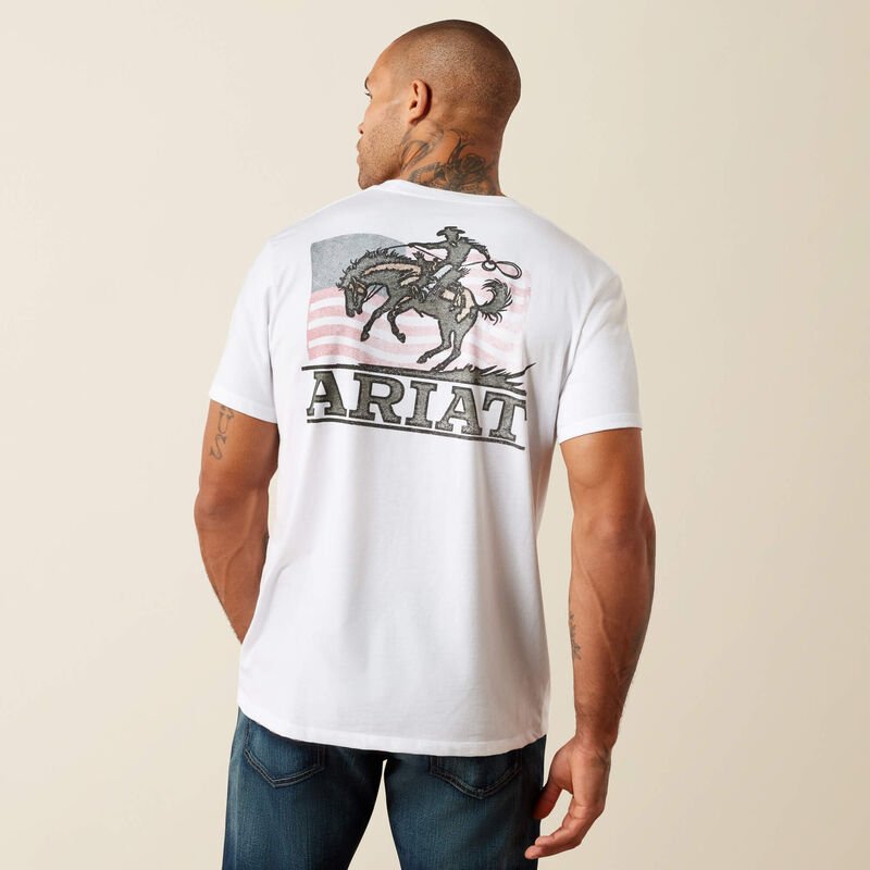 Ariat Men's Ariat Freedom Flow T-Shirt - White - 10080253-S