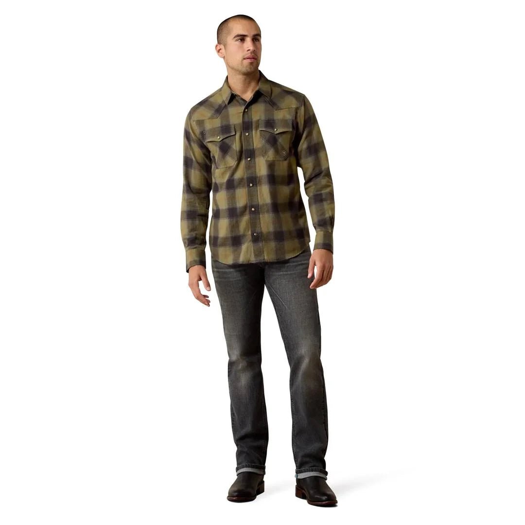 Ariat Men's Retro Hahn Fitted Snap Shirt - Four Leaf Clover Plaid - 10080705-S