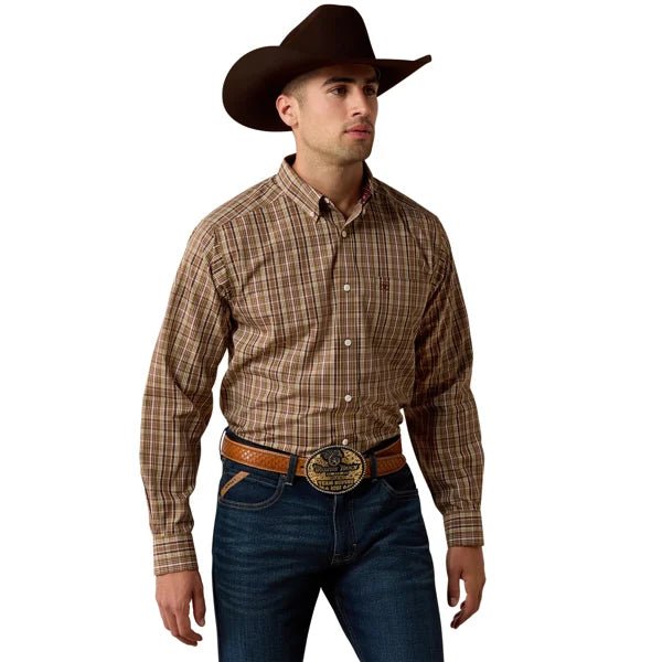 Ariat Men's Wrinkle Free Rease Classic Fit Shirt - Butternut Medium Plaid -