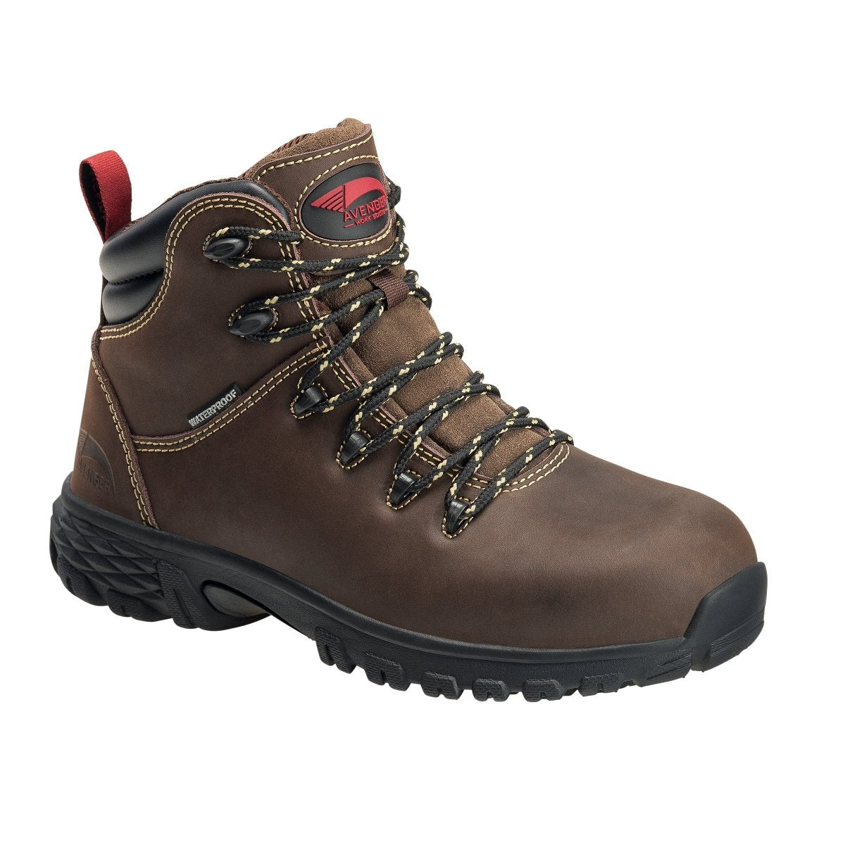 Avenger Women's 6" Flight Brown Alloy Toe EH Waterproof Work Boot - A7470 - 6M