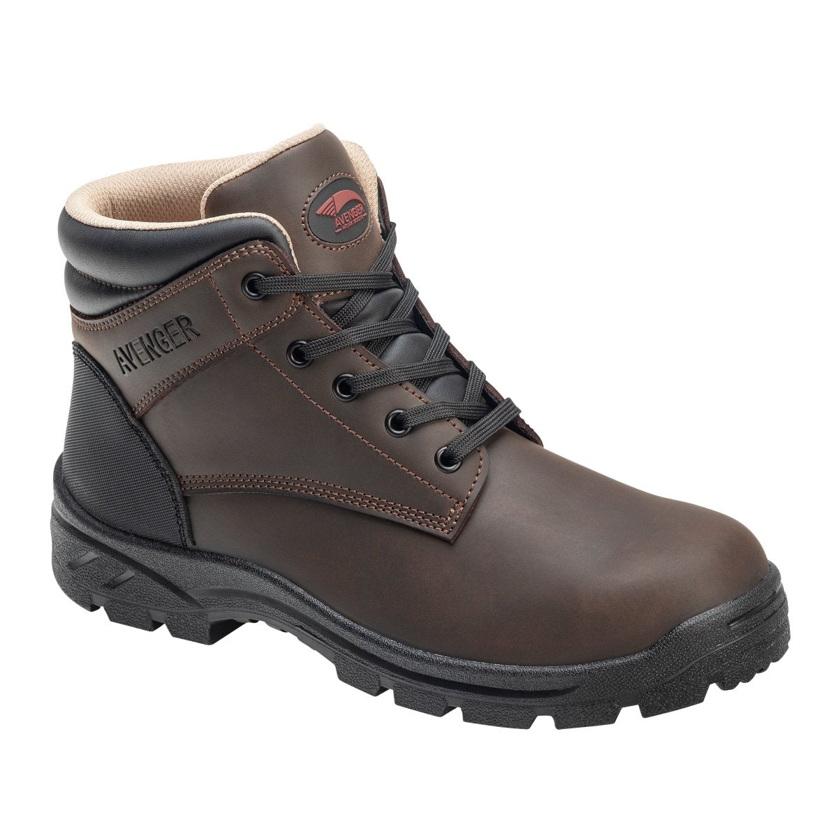 Avenger Men's 6" Builder Brown Round Steel Toe EH SR Work Boot - A8001 - 7M
