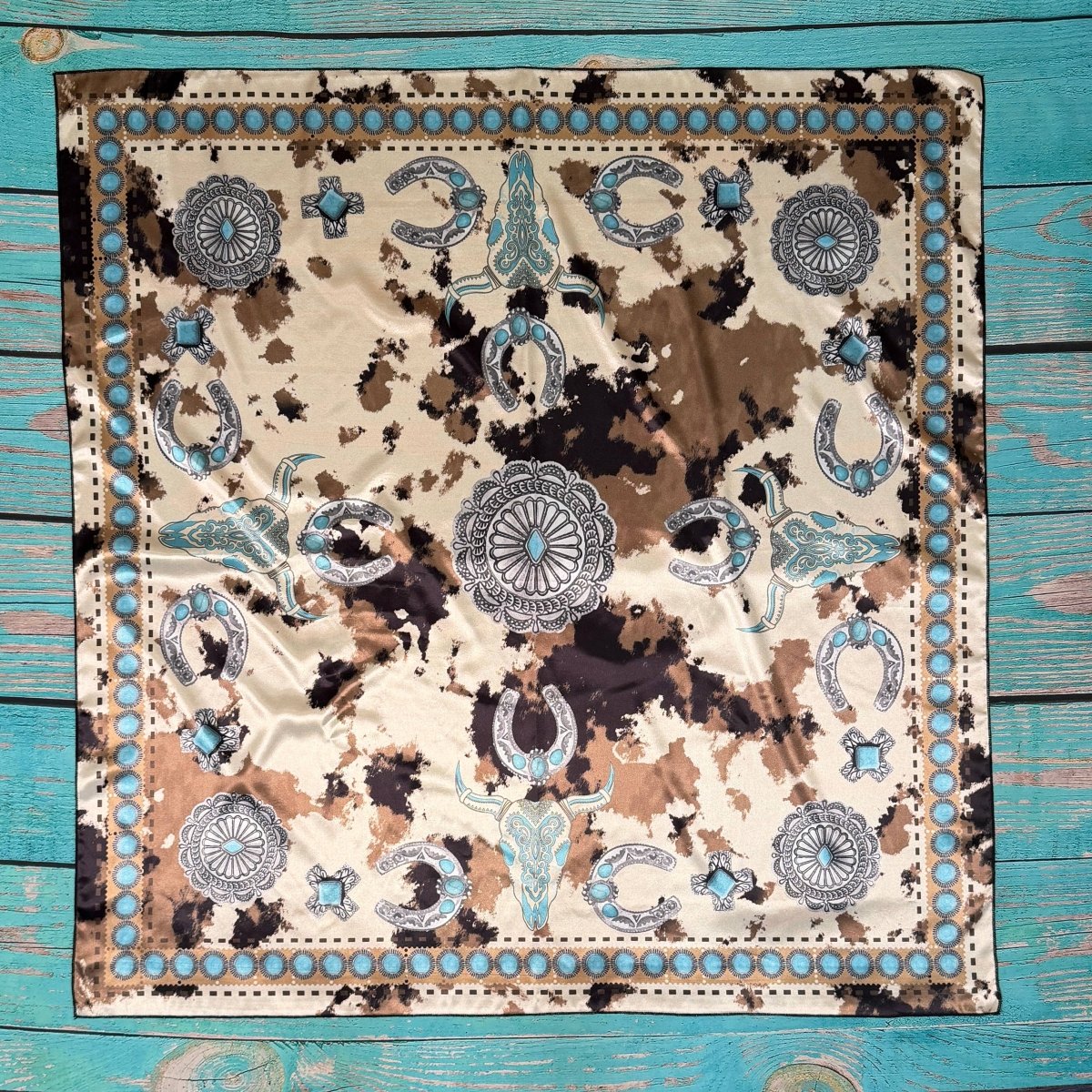 Avery Apparel Cow Print Silk Scarf 36x36 - AVS871