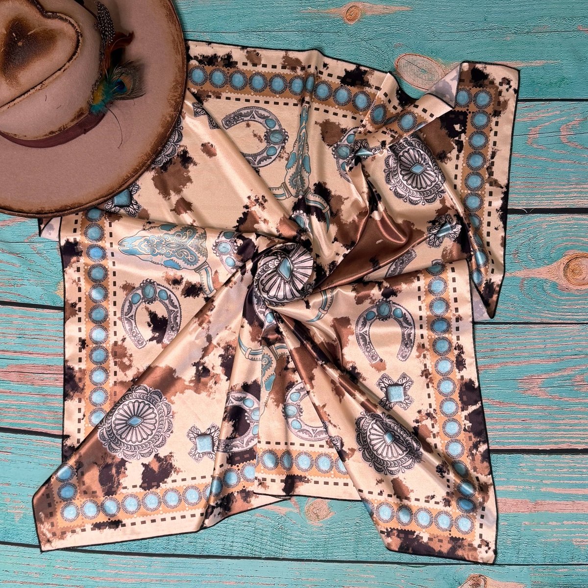 Avery Apparel Cow Print Silk Scarf 36x36 - AVS871