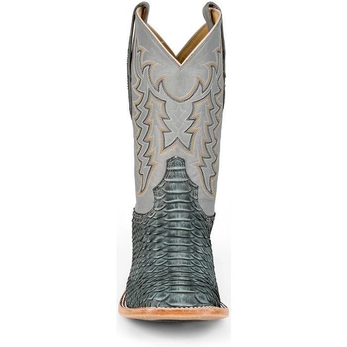 Tony Lama Men's Mario 11" Python Grey Wide Square Western Boot - HE6313
