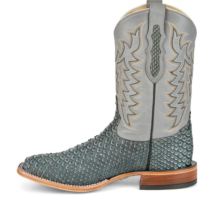 Tony Lama Men's Mario 11" Python Grey Wide Square Western Boot - HE6313