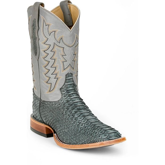 Tony Lama Men's Mario 11" Python Grey Wide Square Western Boot - HE6313