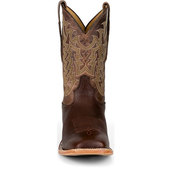 Tony Lama Men's Alfredo 11" Western Dark Brown American Bison Wide Square Toe Boot - HE6401