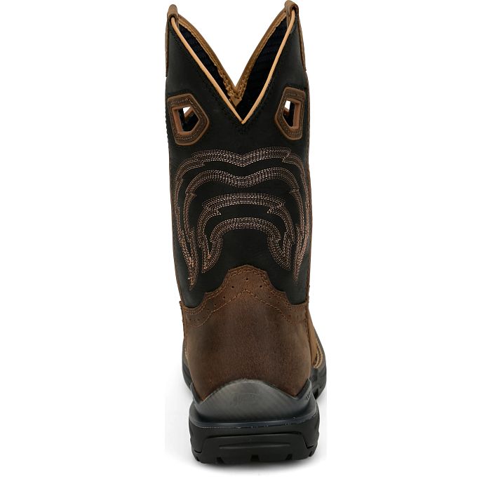 Justin Men's Slickline 11" Nano Composite Toe Waterproof Brown Water Buffalo Work Boots - WR4143
