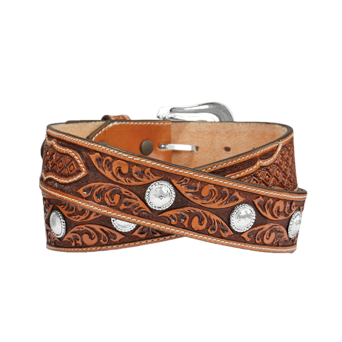 Brighton Men's Silver Valley Tan Western Belt - C42844 - 32