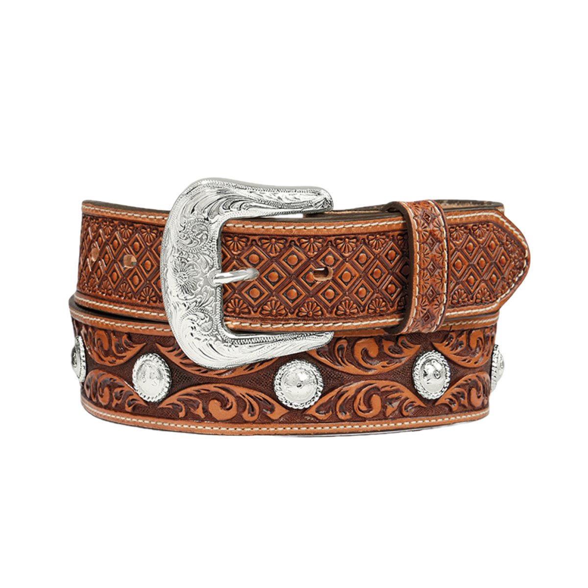Brighton Men's Silver Valley Tan Western Belt - C42844 - 32