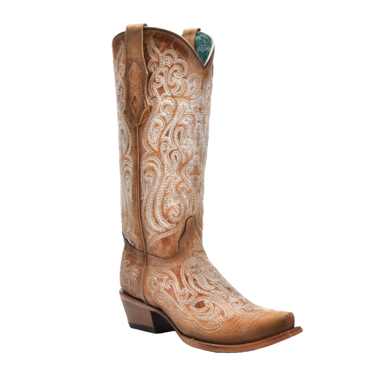 Corral Women's 13" Embroidered Luminescent Blue & Brown Western Boots - C4144 - 5M