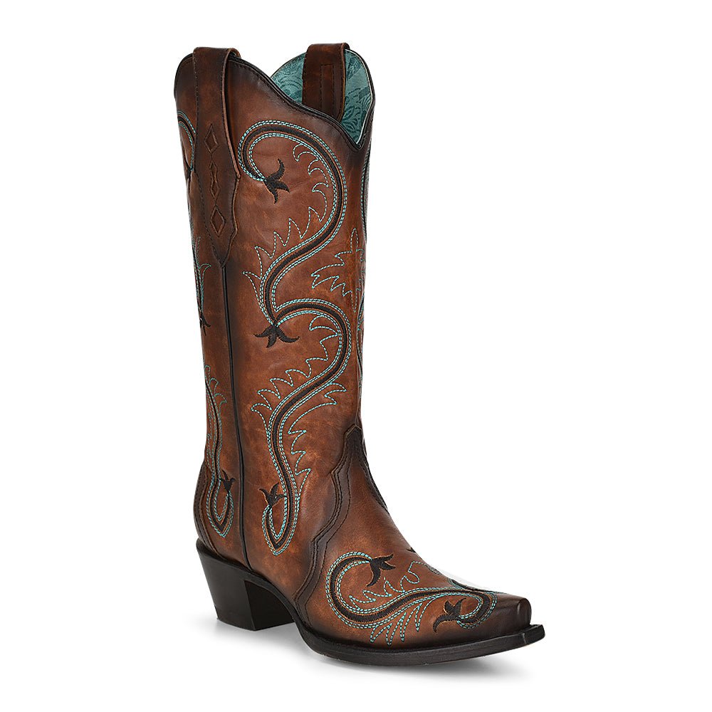 Corral Women's 13" Brown Embroidery Snip Toe Western Boots - Z5090 - 5M