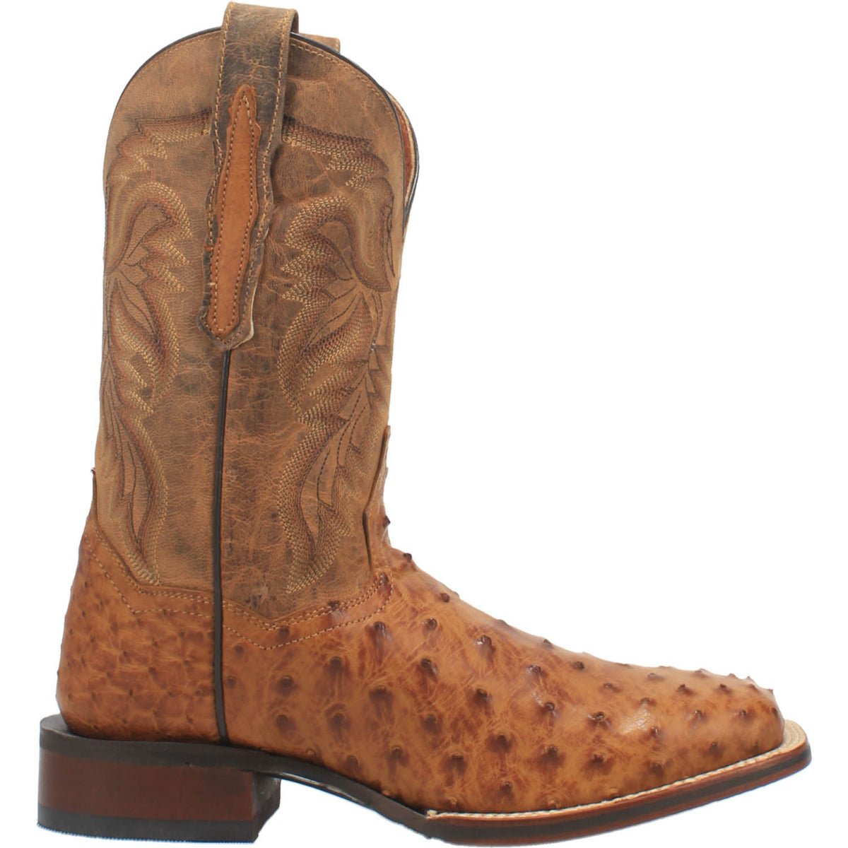 Dan Post Men's 11" Alamosa Saddletan Full Quill Ostrich Square Toe Western Boot - DP3876 - 7D