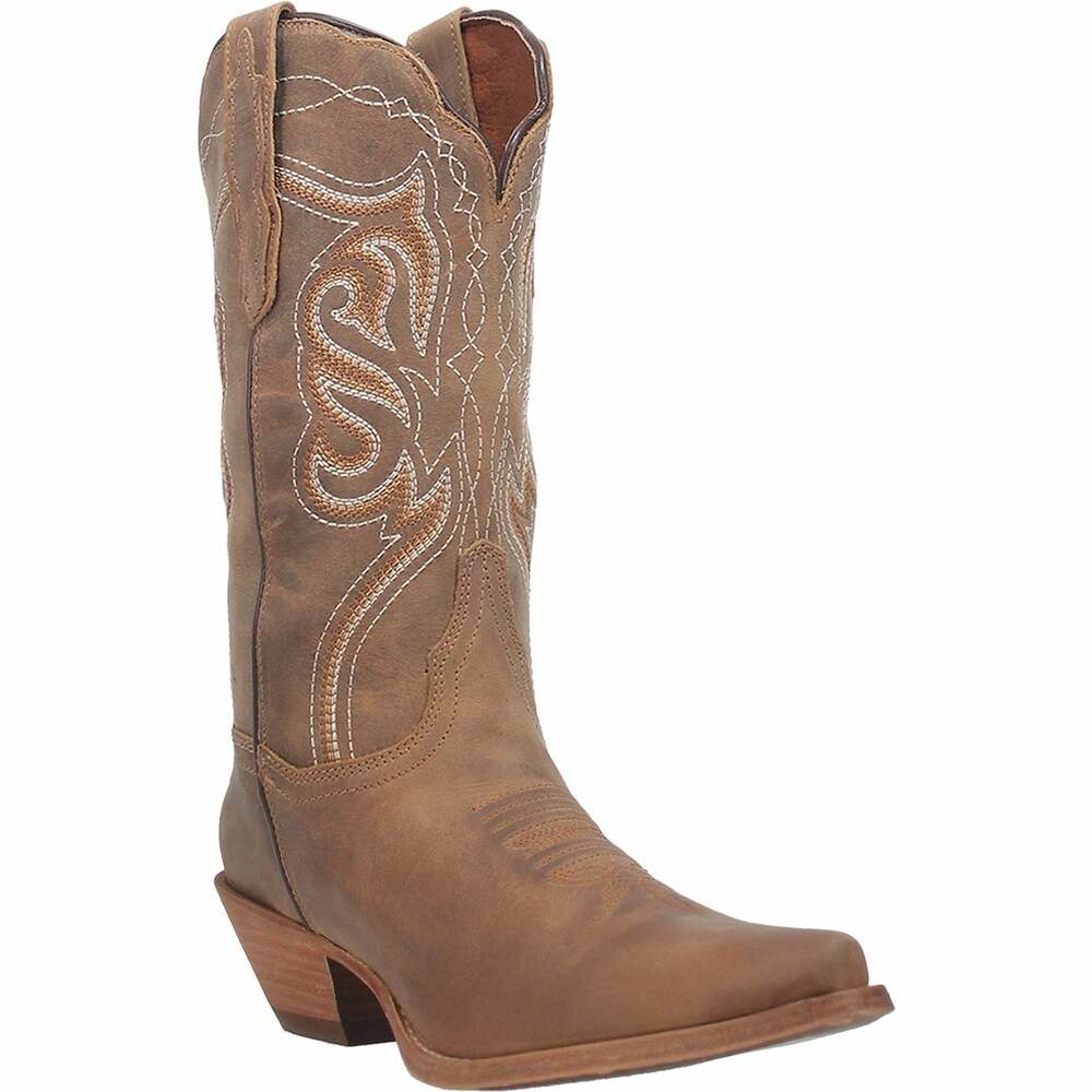 Women's Dan Post 12" Karmel Leather Snip Toe Western Boot - DP80051 - 6M