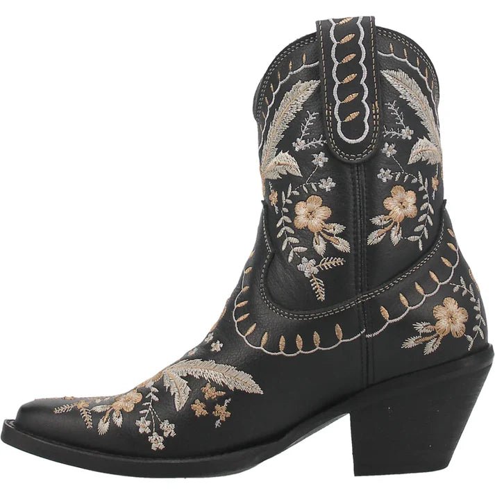 Dingo Women's 7" Prime Rose Blue Almond Toe Western Bootie - DI748-BK-6M