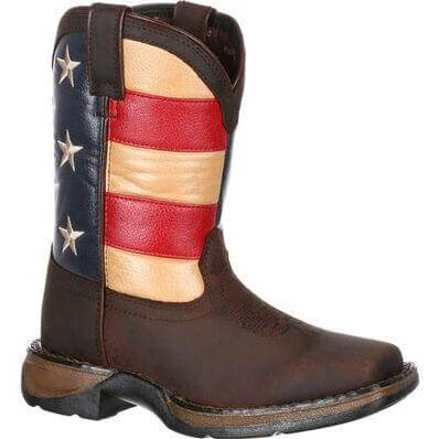 Durango Big Kids' Lil' American Flag 8" Western Boot - DBT0160 - 3.5M