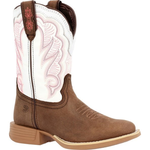 Durango Lil' Rebel Pro Little Kid's 8" Trail Brown and White Western Boot - DBT0242C - 8M