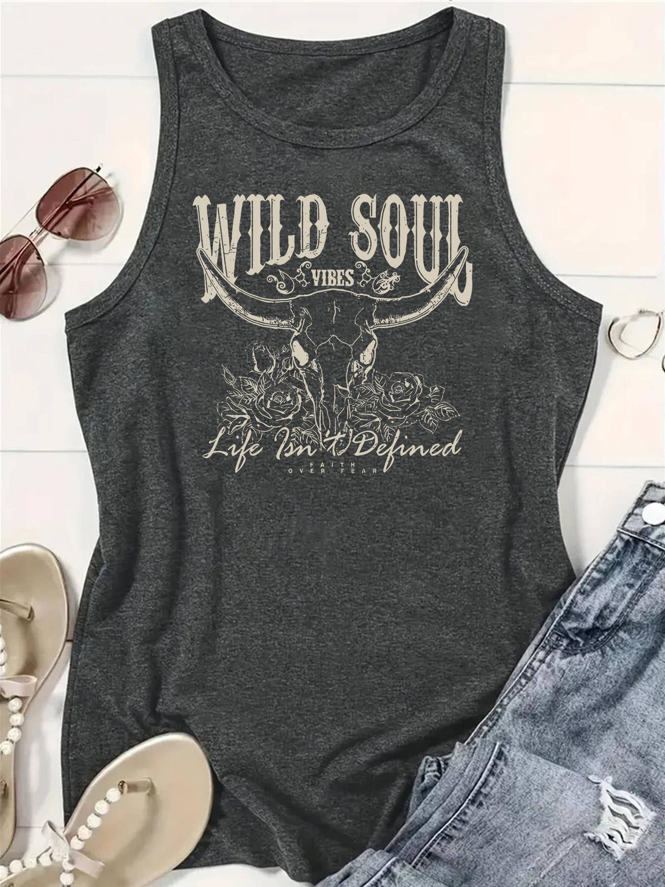 HIDDENBRAND Vintage Pattern Vest Top - Grey
