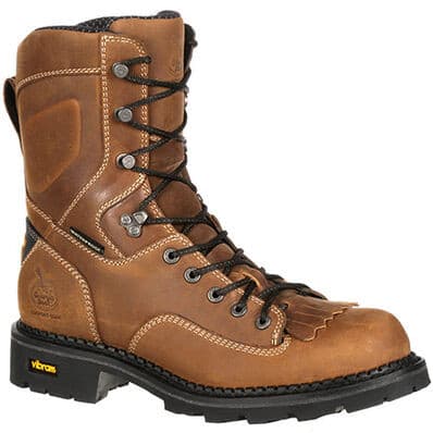 Georgia Boot Men's 8" Waterproof Comfort Core Low Heel Logger Round Toe Work Boot - GB00122 - 8M