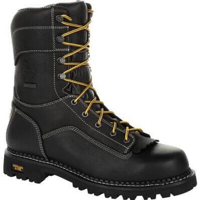 Georgia Boot Men's 9" Waterproof AMP LT Logger Black Low Heel Round Toe Work Boot - GB00271 - 7M