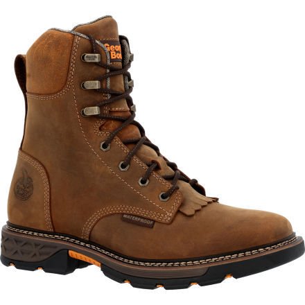 Georgia Boot Men's Carbo - Tec FLX Waterproof Lacer 8" Brown Work Boot - GB00623 - 7M