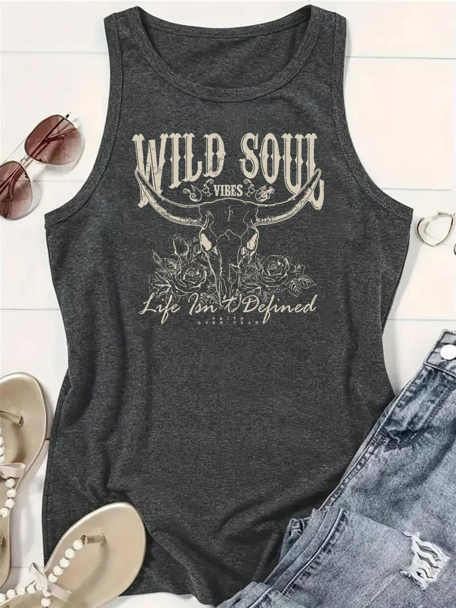 HIDDENBRAND Vintage Pattern Vest Top - Grey - HXL03437-Grey-S