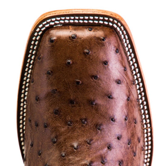 Horse Power Men's 13" Kango Tobacco Chocolate Full Quill Ostrich Square Toe Cowboy Boots - HP8001 - 8D