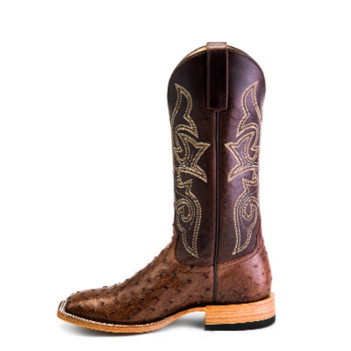 Horse Power Men's 13" Kango Tobacco Chocolate Full Quill Ostrich Square Toe Cowboy Boots - HP8001 - 8D