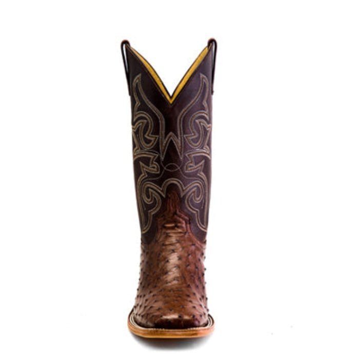 Horse Power Men's 13" Kango Tobacco Chocolate Full Quill Ostrich Square Toe Cowboy Boots - HP8001 - 8D