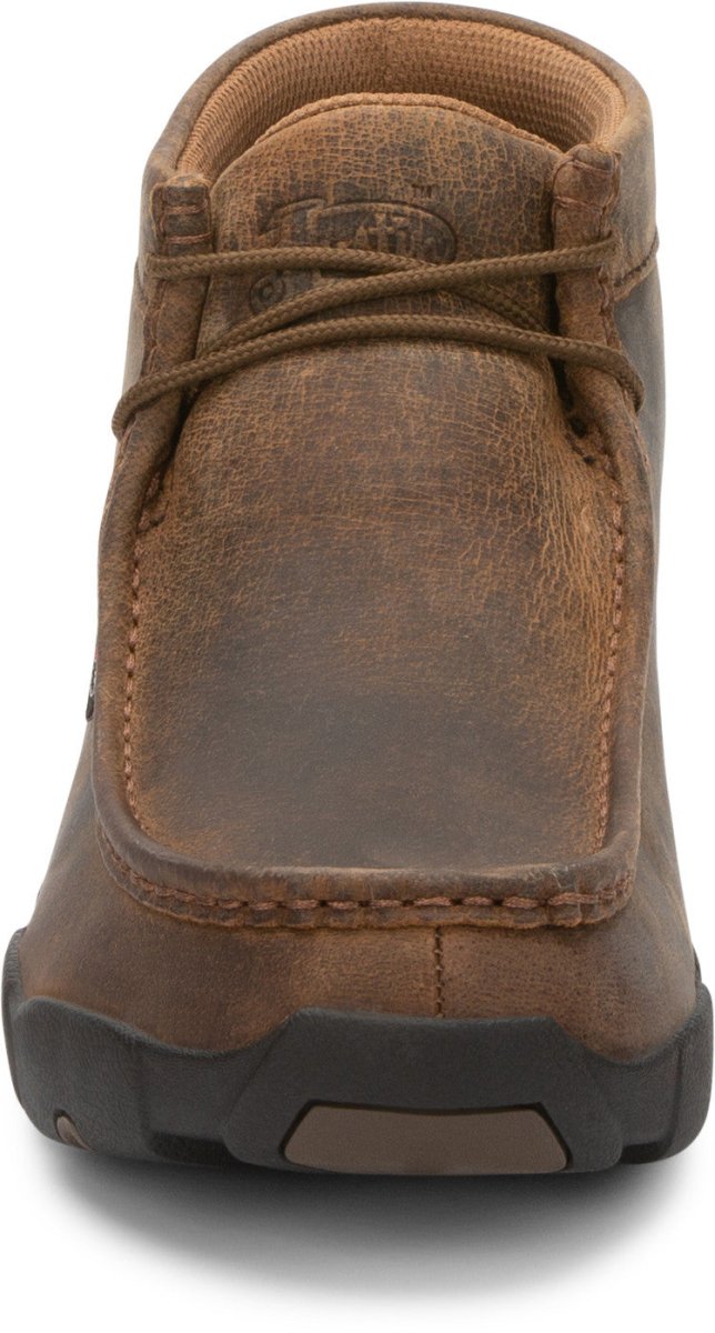 Justin Men's 4" Cappie Dark Brown Moc Toe Work Shoe - 232 - 7M