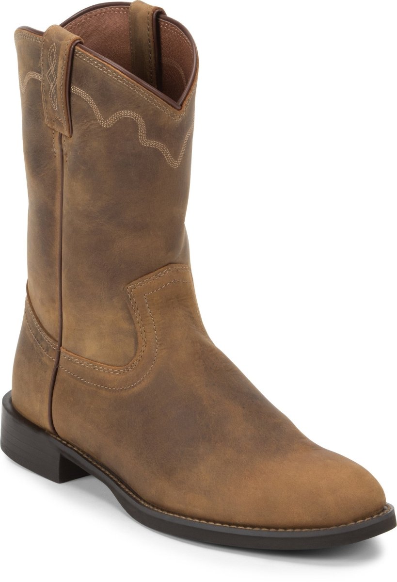Justin Men's 10" Tan Apache Roper Western Boot - 3902 - 6D
