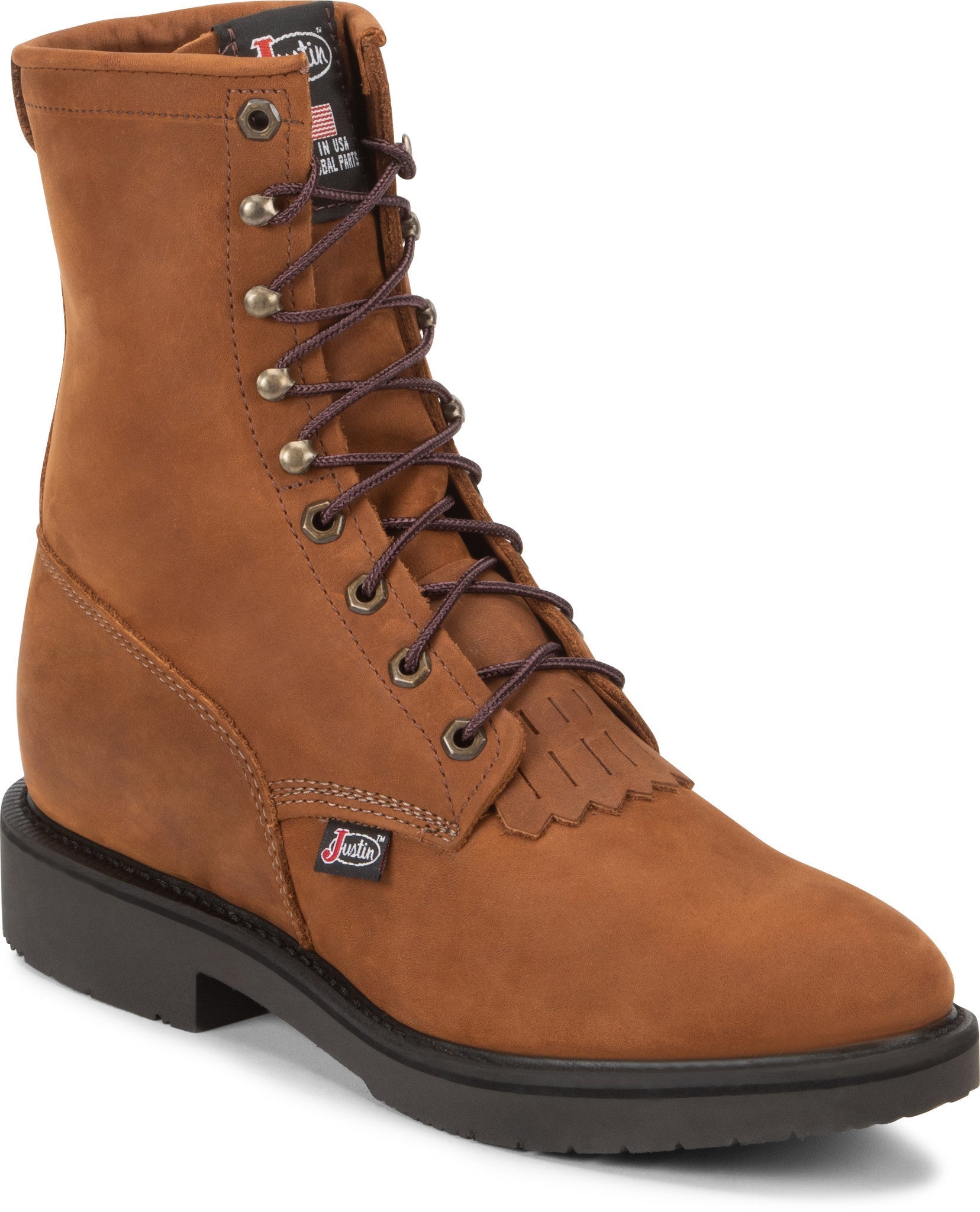 Justin Men's 8" Conductor Lace - Up Hazel Round Toe Work Boot - 760 - 8D