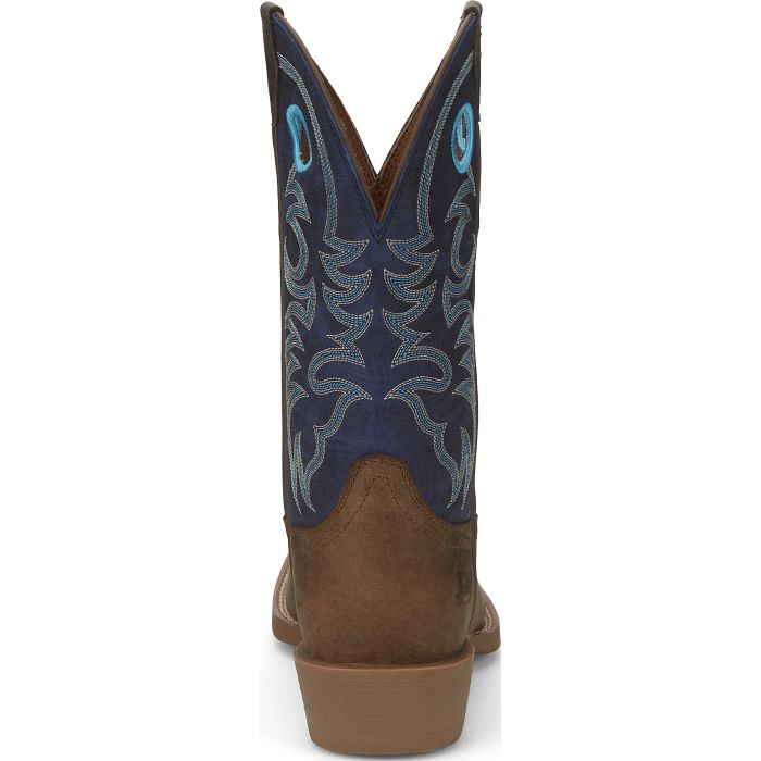 Men's Justin Muley 12" Peanut Tan/Blue Western Boots - SE7611 - 8D